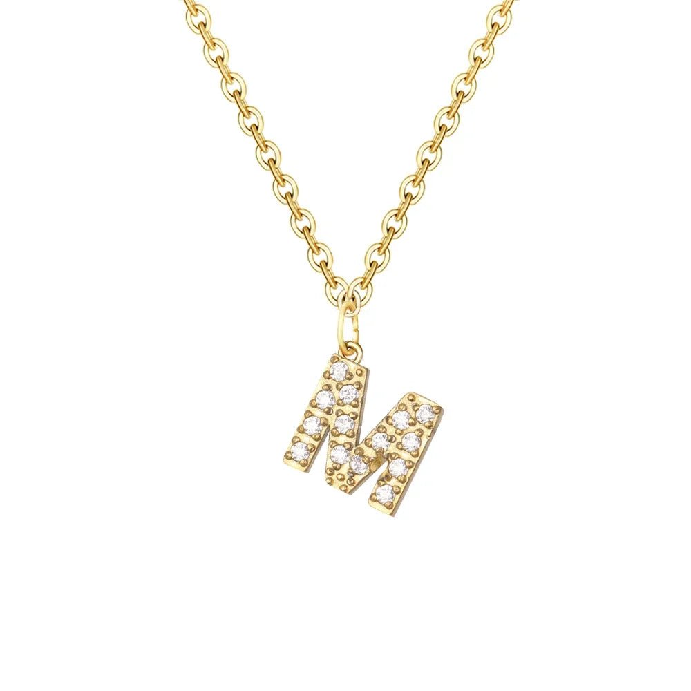 Dainty Zircon Letter Initial, Number, Symbol Chain Necklace - Veinci