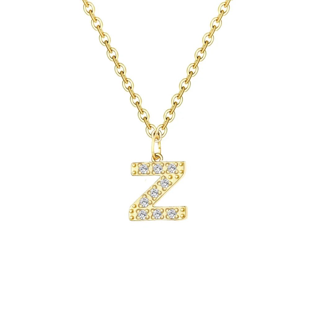 Dainty Zircon Letter Initial, Number, Symbol Chain Necklace - Veinci