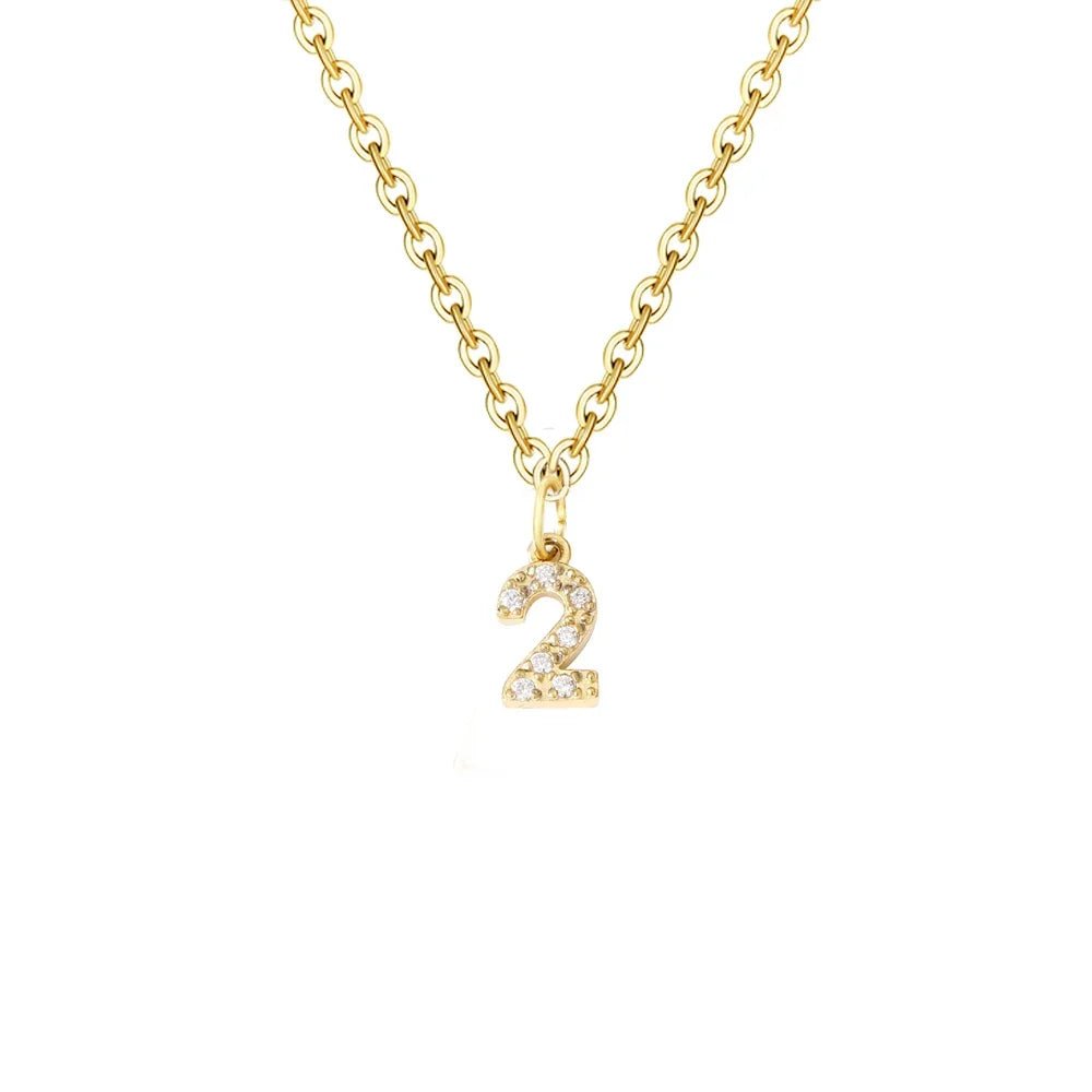 Dainty Zircon Letter Initial, Number, Symbol Chain Necklace - Veinci