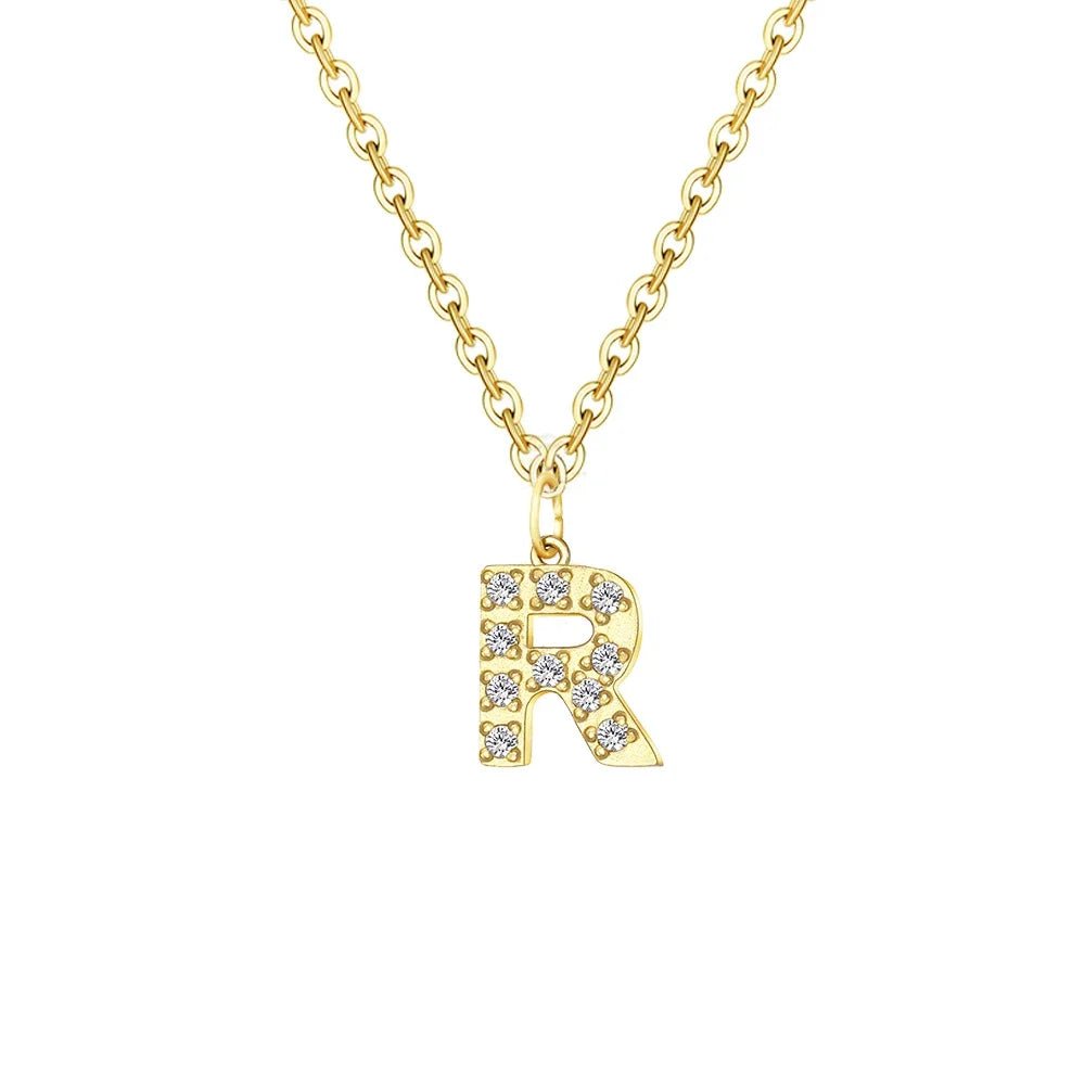 Dainty Zircon Letter Initial, Number, Symbol Chain Necklace - Veinci