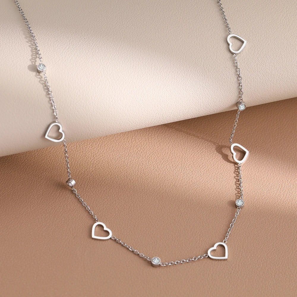 Dazzling Heart Dainty Diamonds Choker Necklace - Veinci