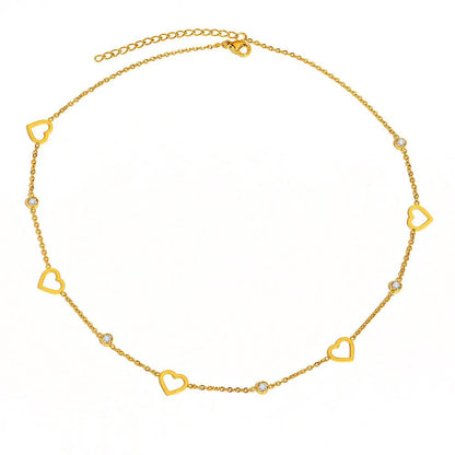 Dazzling Heart Dainty Diamonds Choker Necklace - Veinci