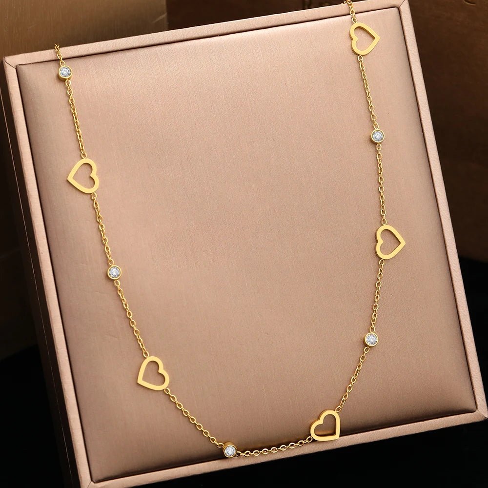 Dazzling Heart Dainty Diamonds Choker Necklace - Veinci