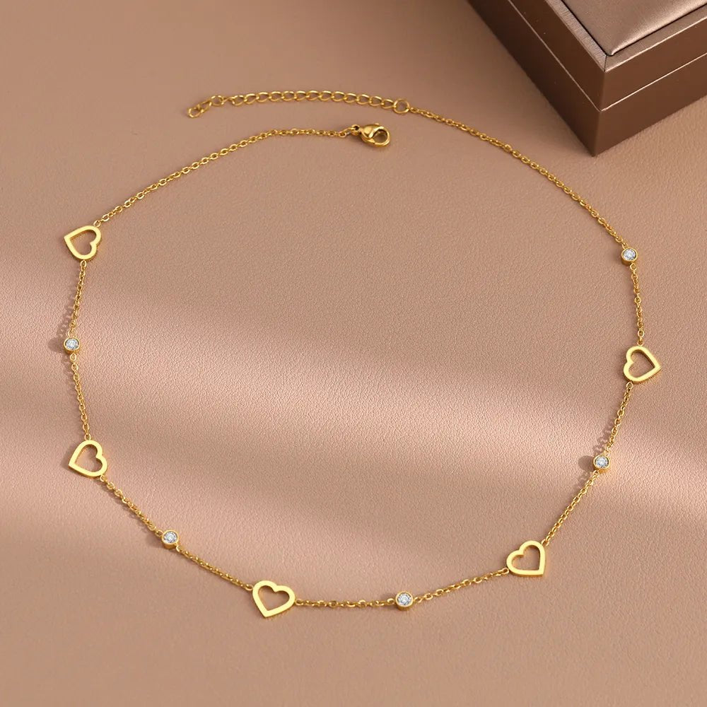 Dazzling Heart Dainty Diamonds Choker Necklace - Veinci