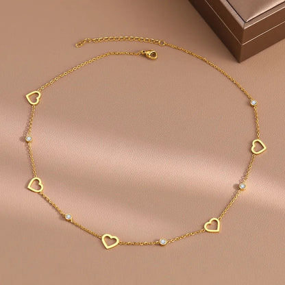 Dazzling Heart Dainty Diamonds Choker Necklace - Veinci