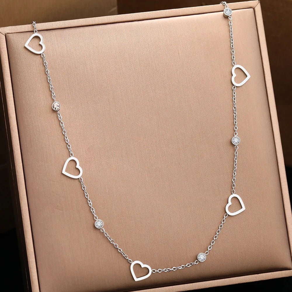 Dazzling Heart Dainty Diamonds Choker Necklace - Veinci