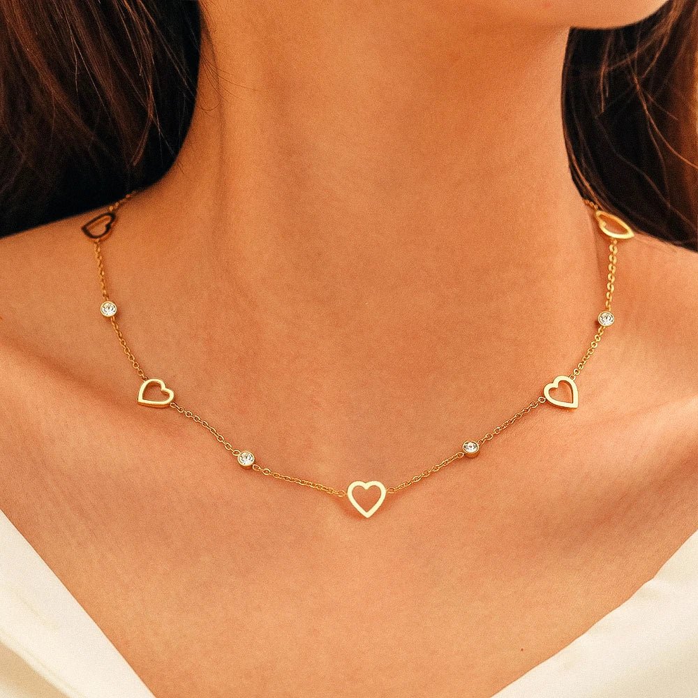 Dazzling Heart Dainty Diamonds Choker Necklace - Veinci