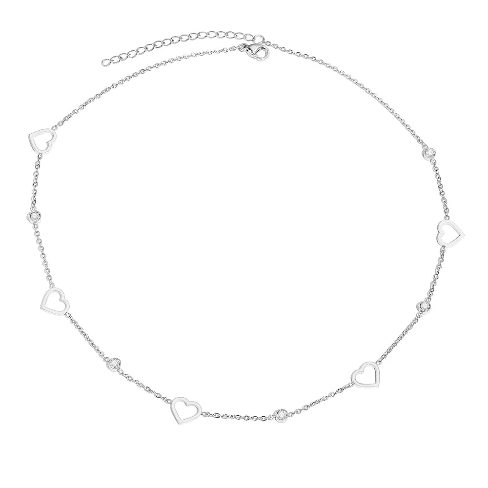 Dazzling Heart Dainty Diamonds Choker Necklace - Veinci