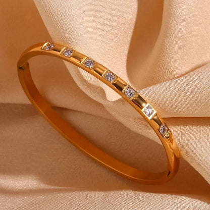 Diamond Accented Gold Cuff Bracelet - Veinci