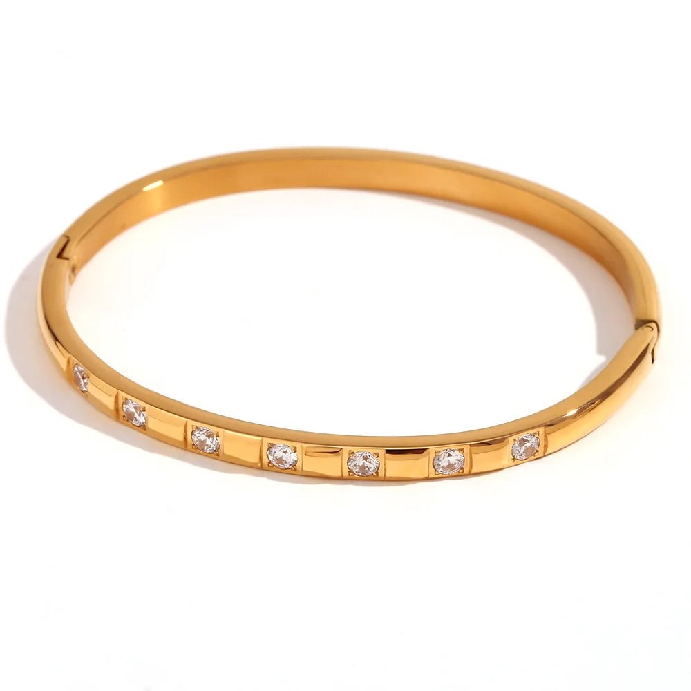 Diamond Accented Gold Cuff Bracelet - Veinci