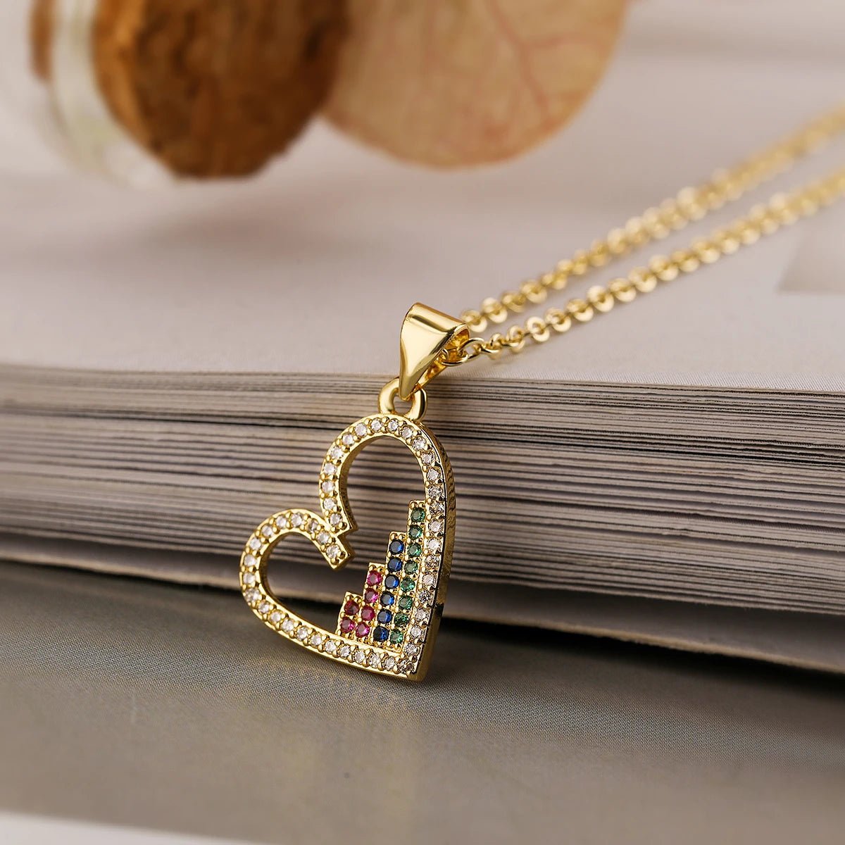 Diamond Filled Heart Necklaces - Veinci