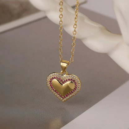 Diamond Filled Heart Necklaces - Veinci