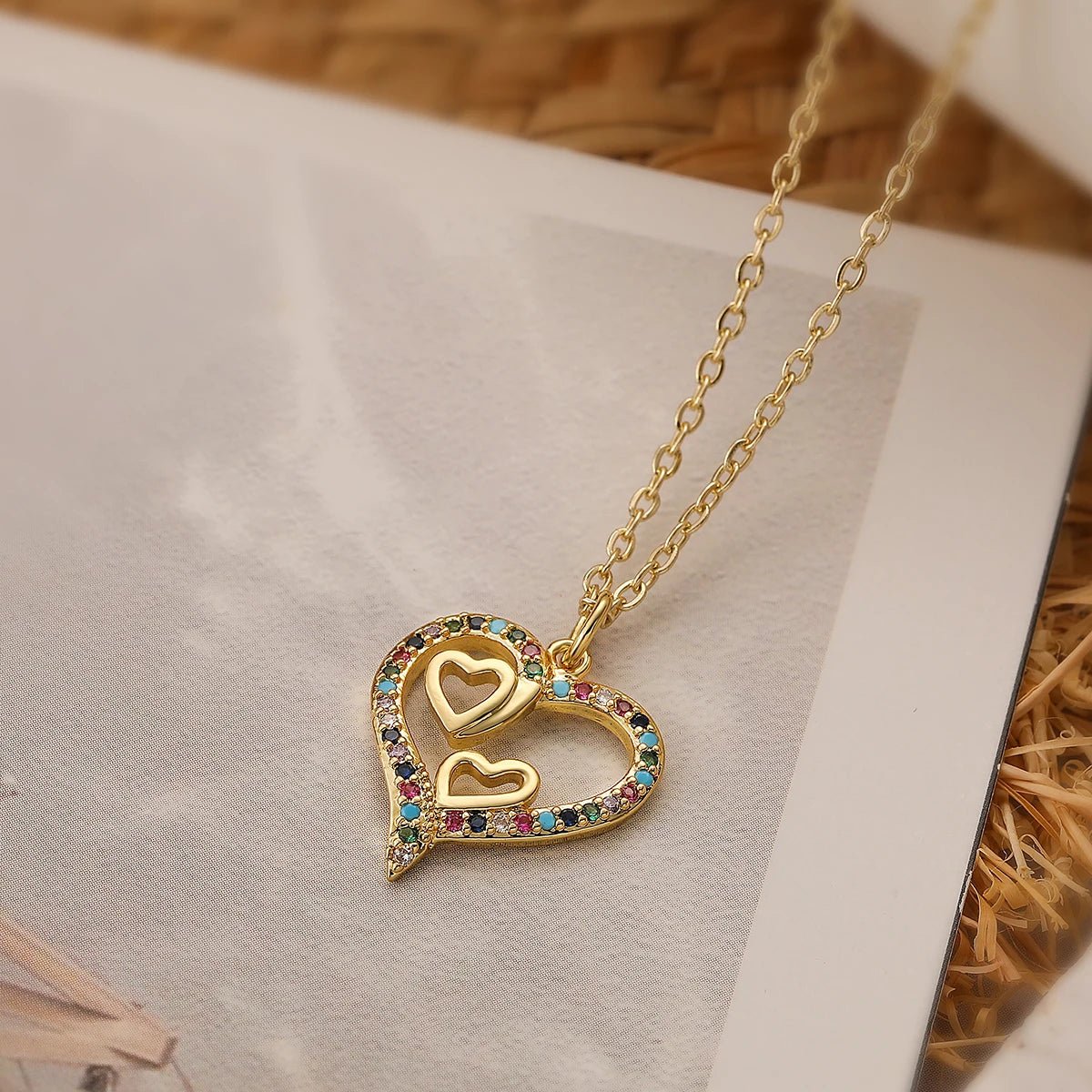 Diamond Filled Heart Necklaces - Veinci