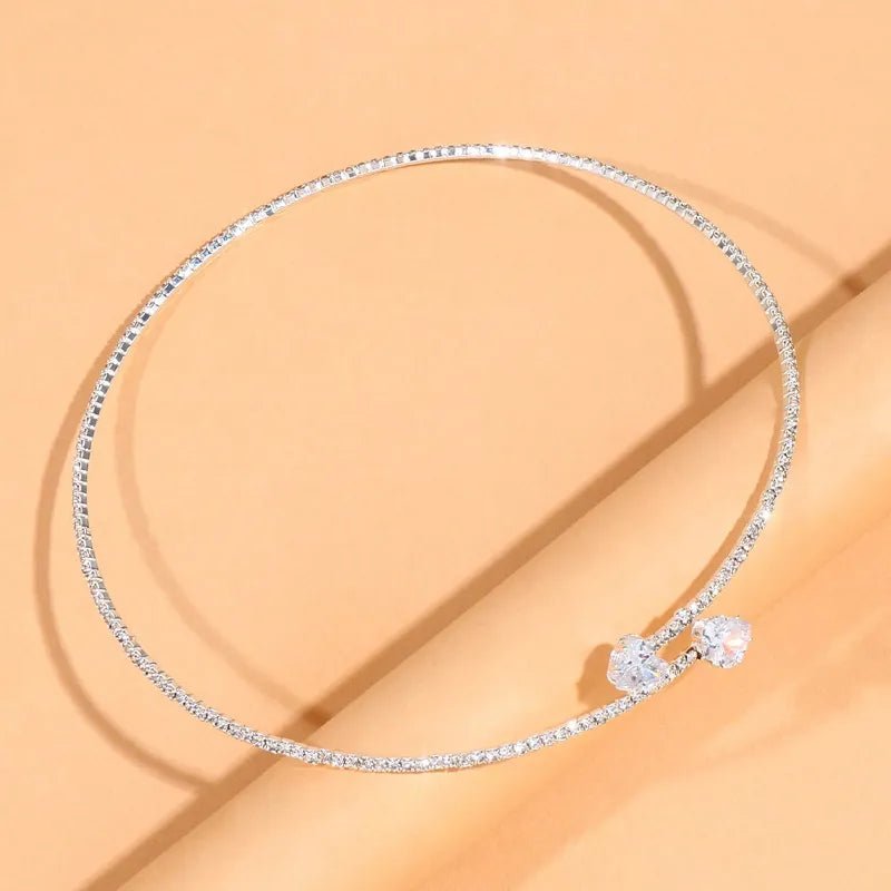 Diamond Heart Open Choker Necklace - Veinci