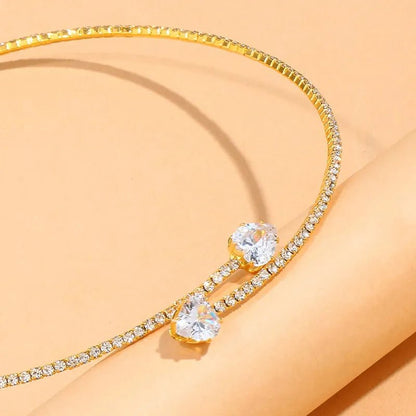 Diamond Heart Open Choker Necklace - Veinci