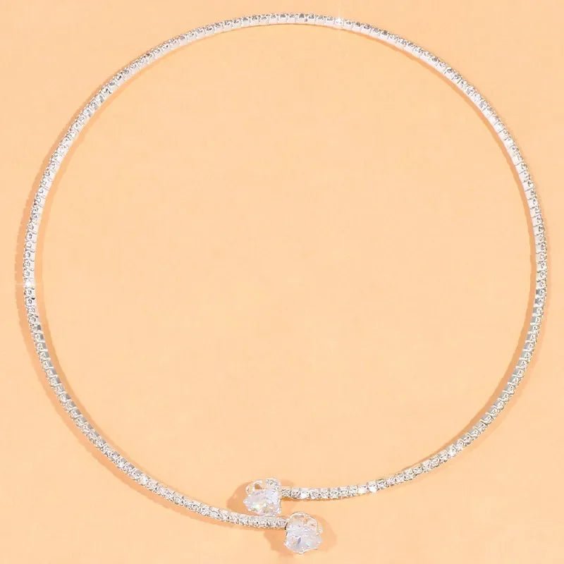 Diamond Heart Open Choker Necklace - Veinci