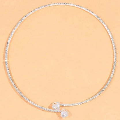 Diamond Heart Open Choker Necklace - Veinci