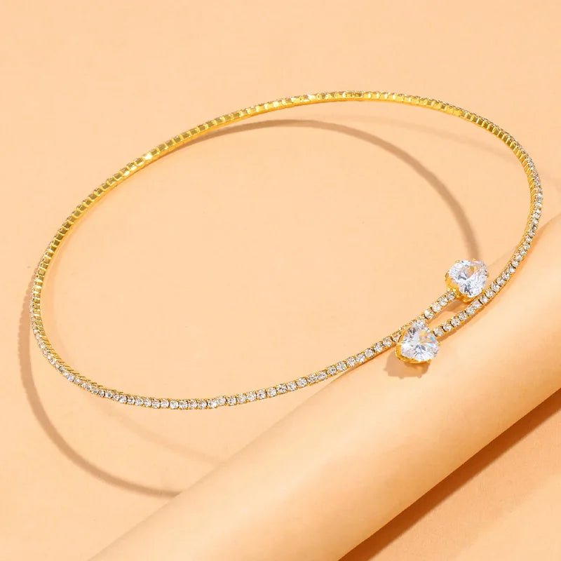 Diamond Heart Open Choker Necklace - Veinci