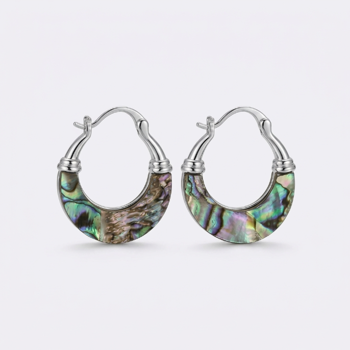 Iridescent Shell Huggie Hoop Earrings