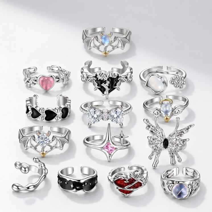 13pc Y2K Adjustable Ring Set