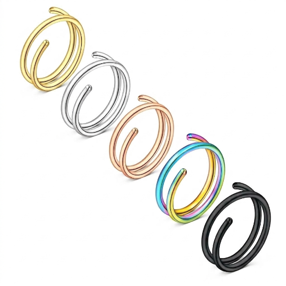 Double Hoop Nose Ring Set