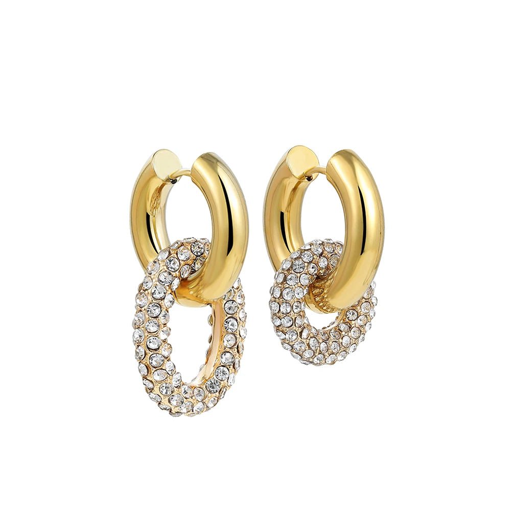 Dual Diamond Circle Huggie Earrings - Veinci