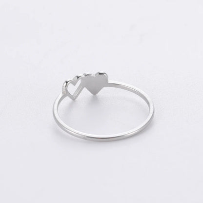 Dual Heart Letter Initial Ring - Veinci