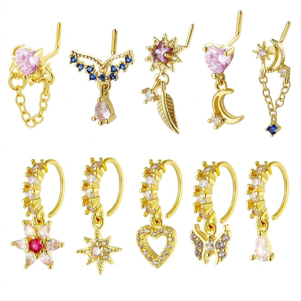 8/10/20pc Dainty Charm Nose Ring Set