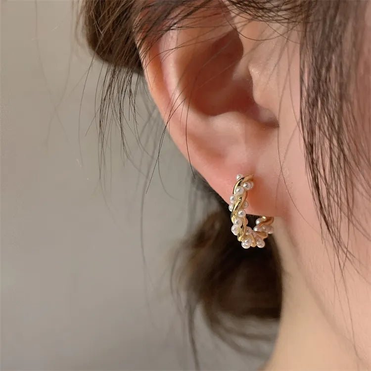 Elegant Beaded Hoop Earrings - Veinci