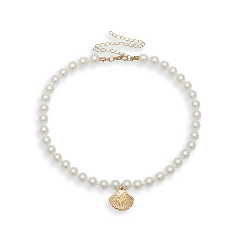 Elegant Sea Shell Pearl Necklace - Veinci