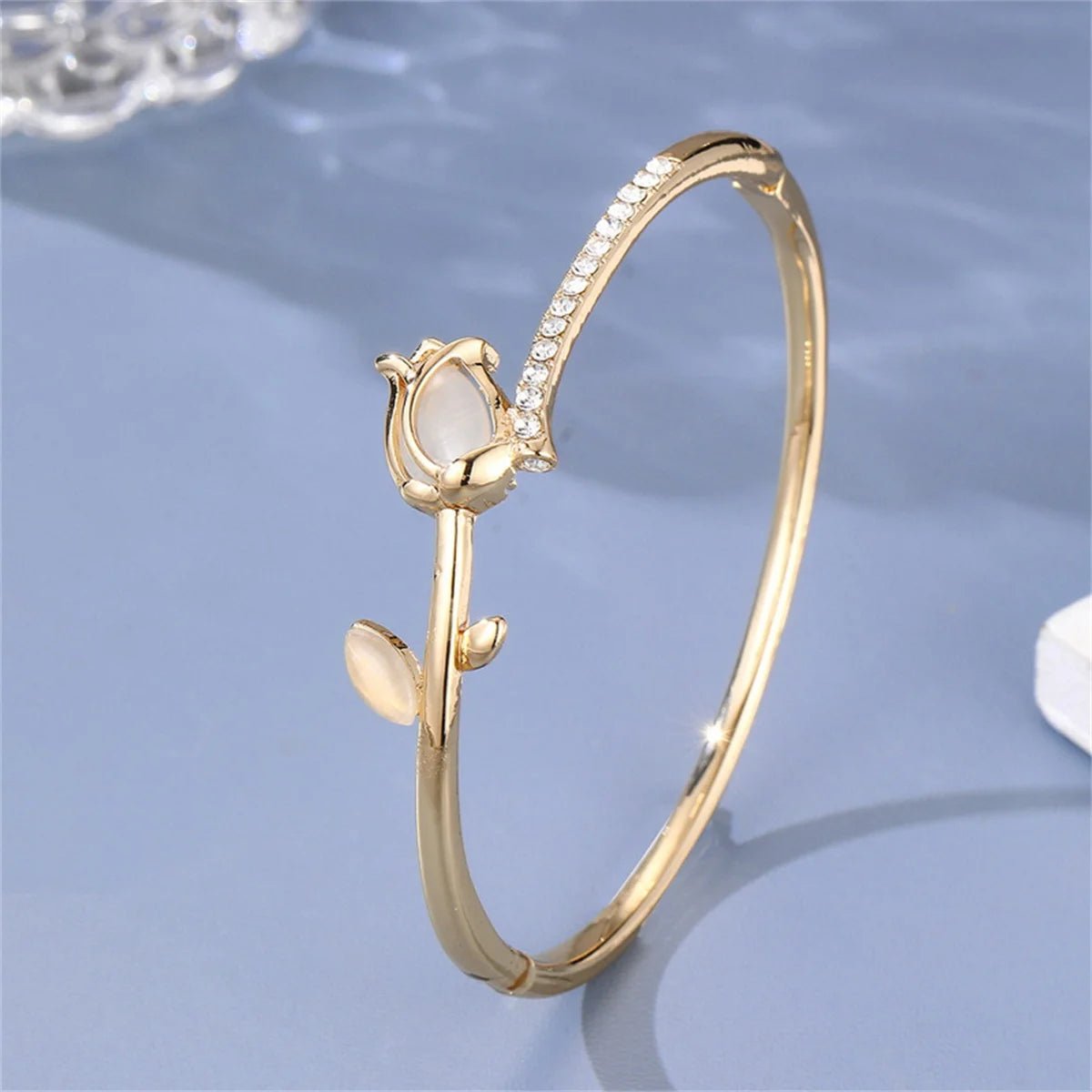 Elegant Tulip Opal Diamond Accented Bracelet - Veinci