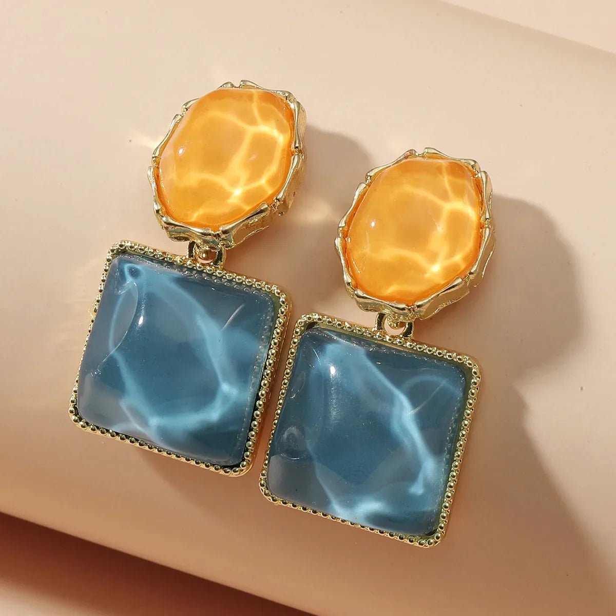 Enamel Geometric Oval Square Earrings - Veinci