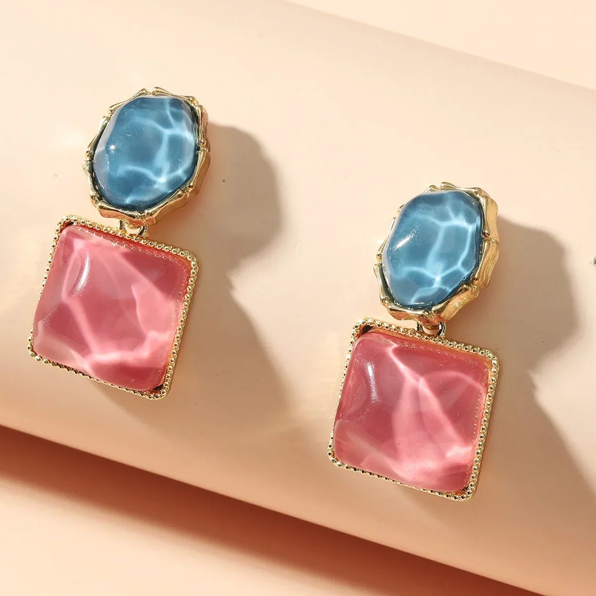 Enamel Geometric Oval Square Earrings - Veinci