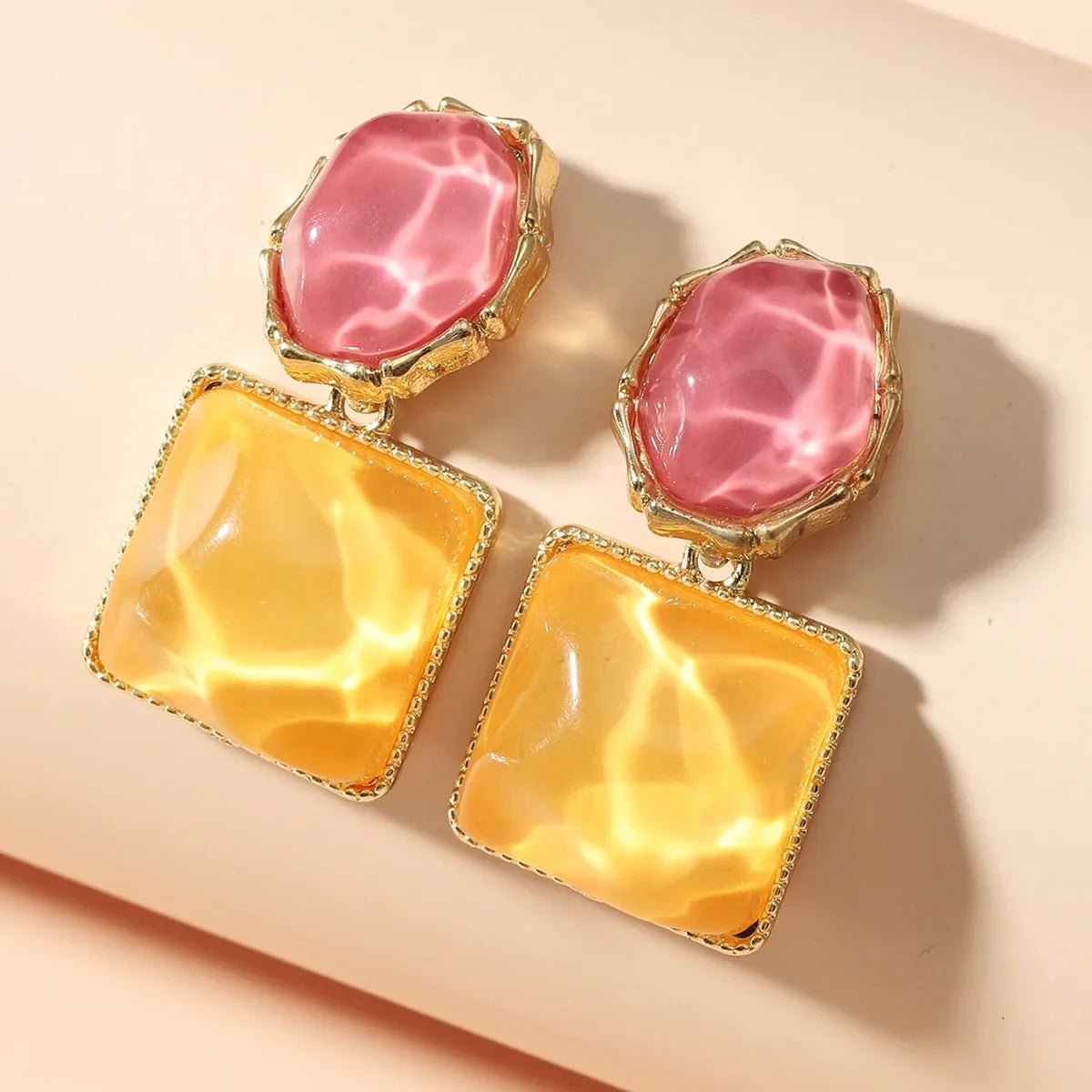 Enamel Geometric Oval Square Earrings - Veinci