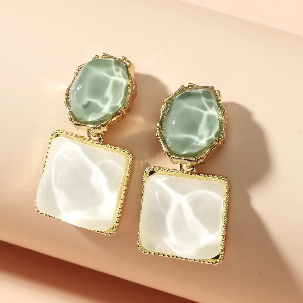 Enamel Geometric Oval Square Earrings - Veinci