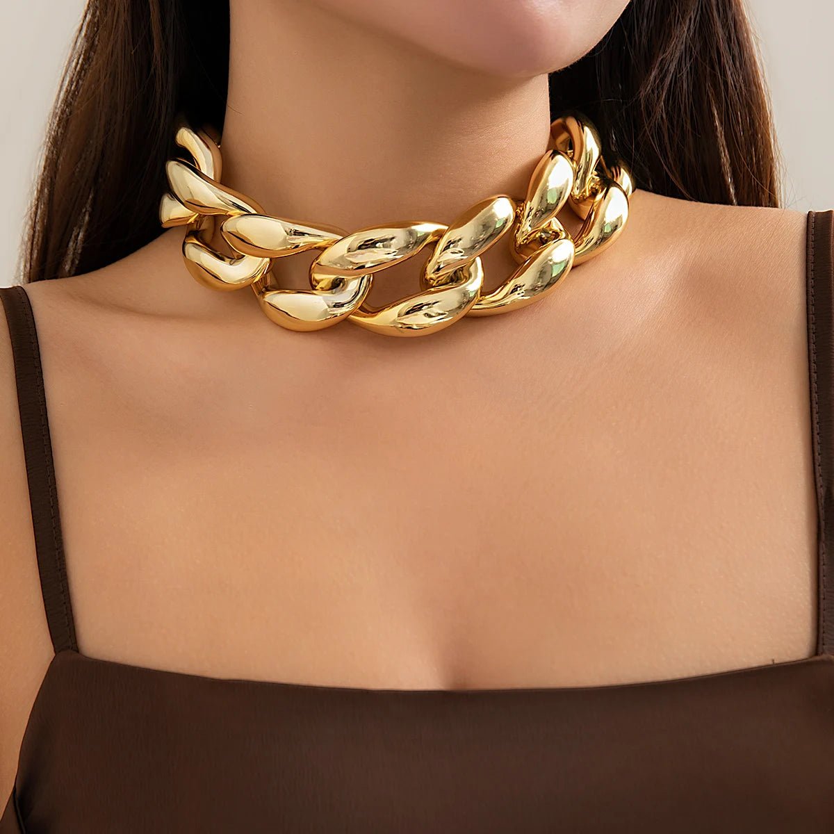 Exaggerated Chunky Cuban Link Choker Necklace - Veinci