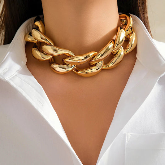 Exaggerated Chunky Cuban Link Choker Necklace - Veinci