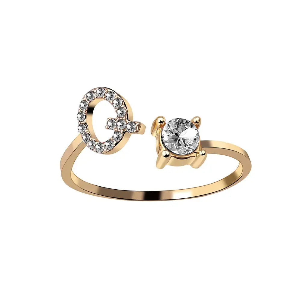 Adjustable Letter Initial Ring - Veinci