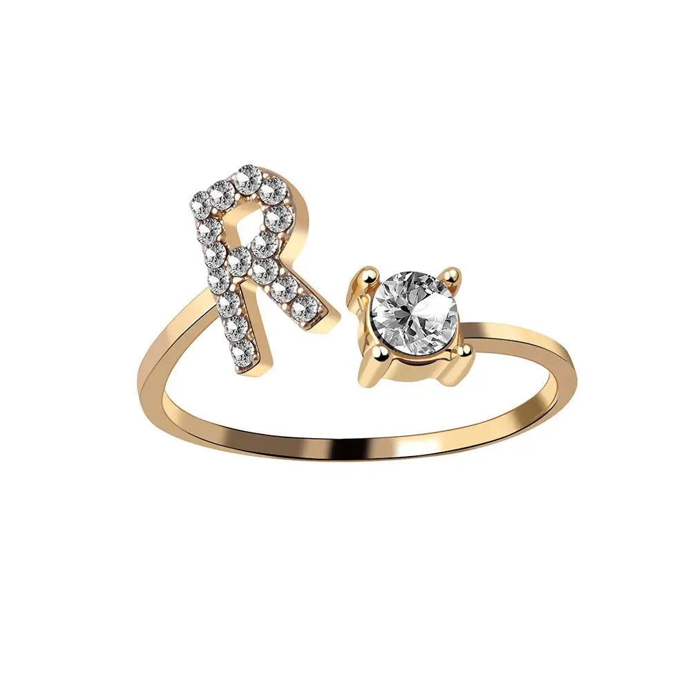 Adjustable Letter Initial Ring - Veinci