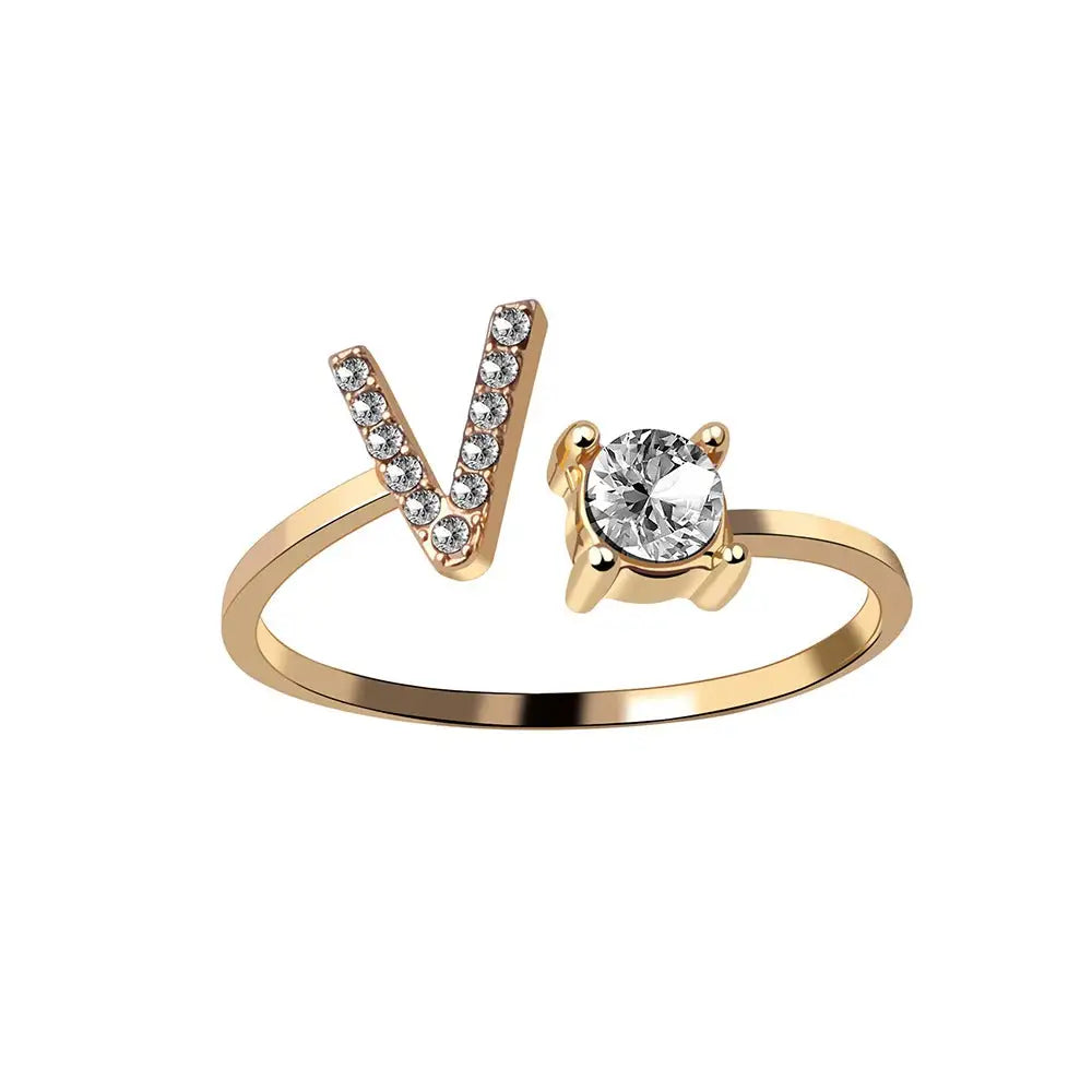 Adjustable Letter Initial Ring - Veinci