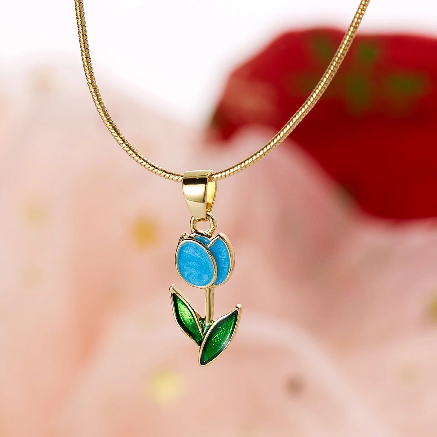 Feminine Floral Tulip Bracelet and Necklace Set - Veinci