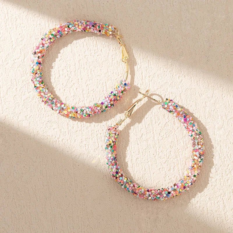 Feminine Rainbow Sprinkle Hoop Earrings - Veinci