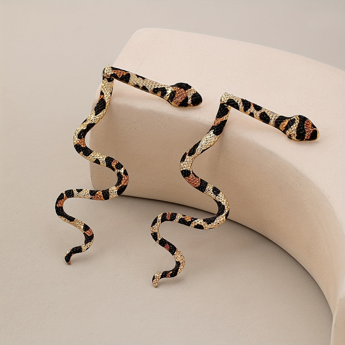 Retro Leopard Print Snake Earrings
