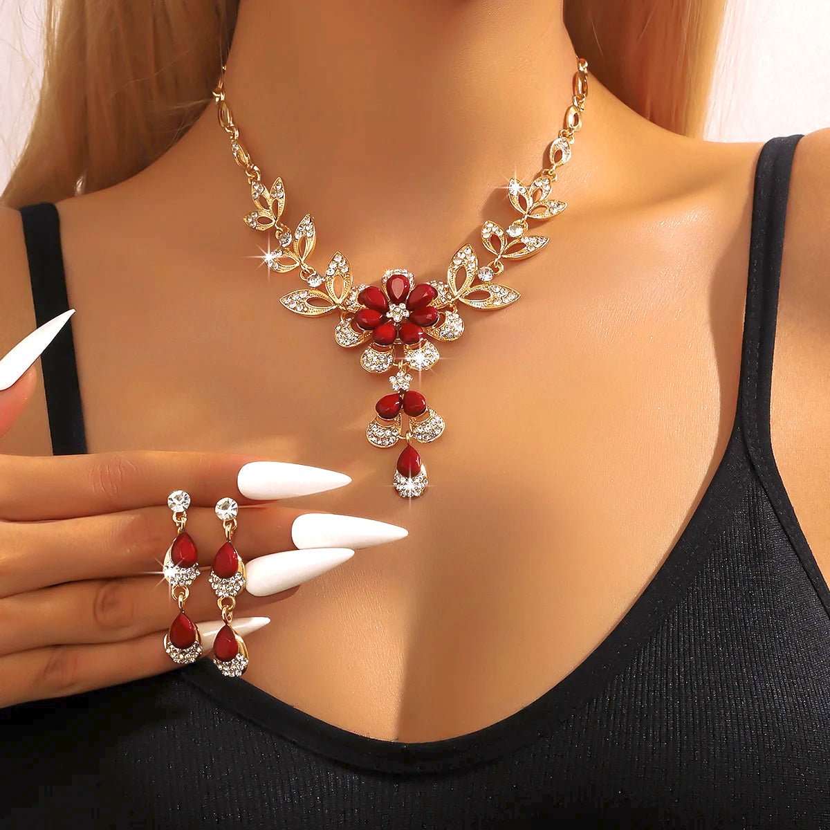 Parure Collier & Boucles D'Oreilles J.ESTINA WHITEMOND • Set J0-1100 • C.Z Blanc • Neuf Avec Écrin