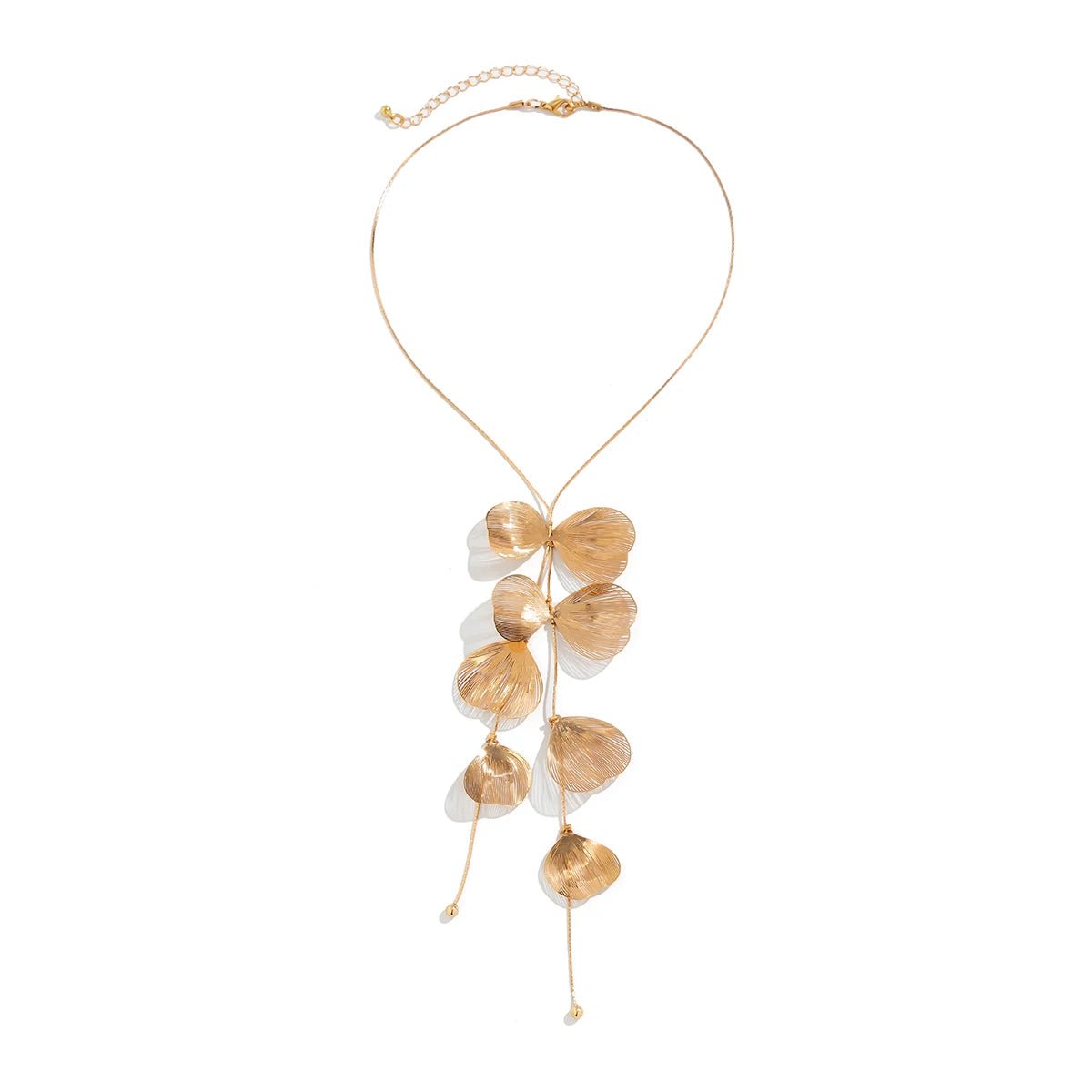 Floral Petals Lariat Tassel Necklace - Veinci