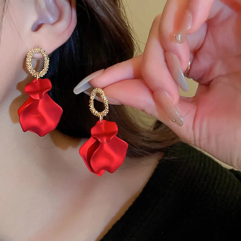 Floral Rose Petal Earrings - Veinci