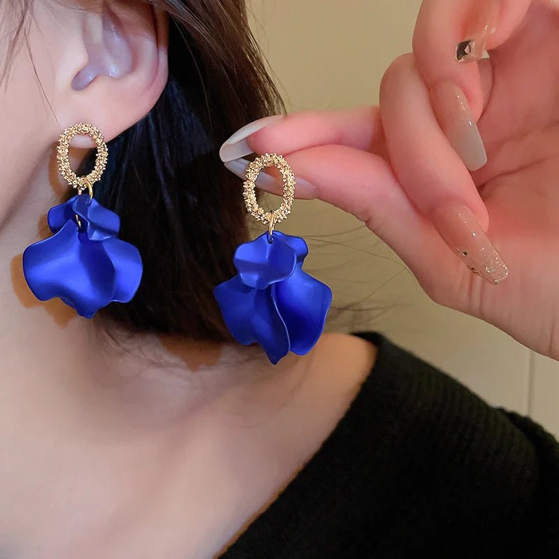 Floral Rose Petal Earrings - Veinci