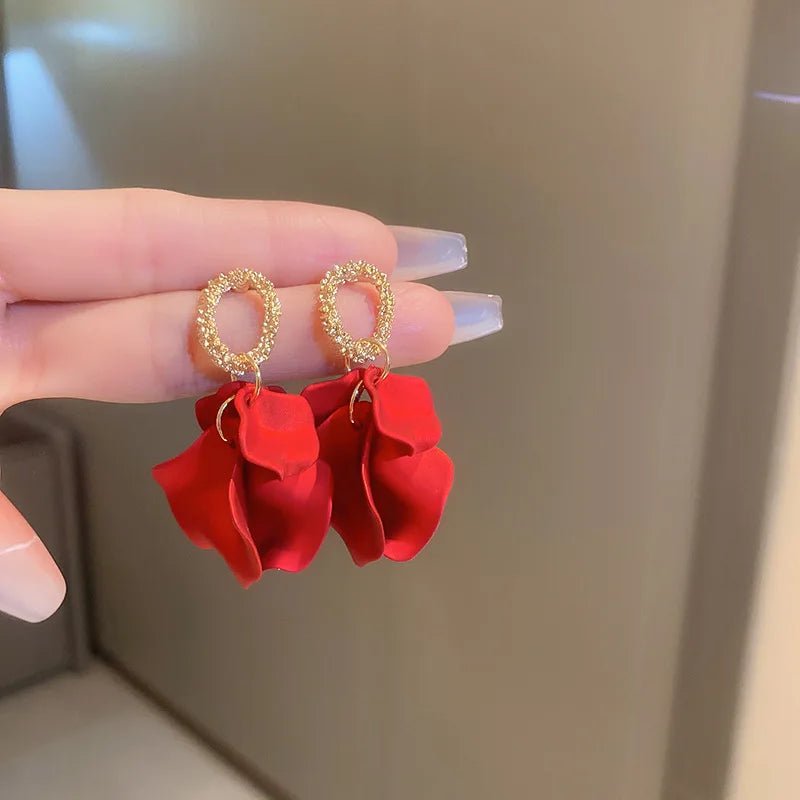 Floral Rose Petal Earrings - Veinci