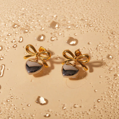 FREE GIFT Dainty Bow Heart Earrings - Veinci