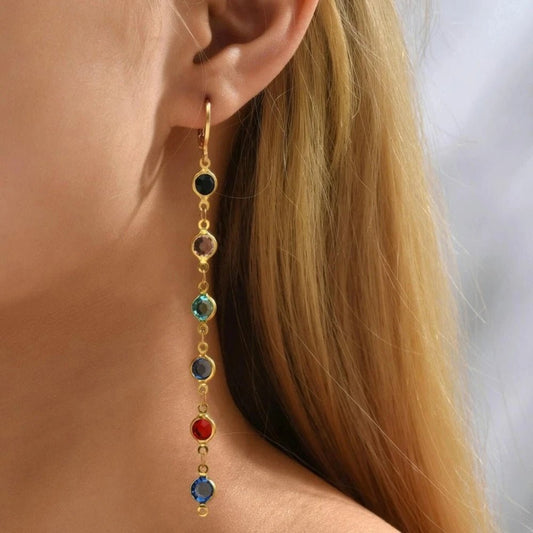 Gem Drop Hoop Earrings - Veinci